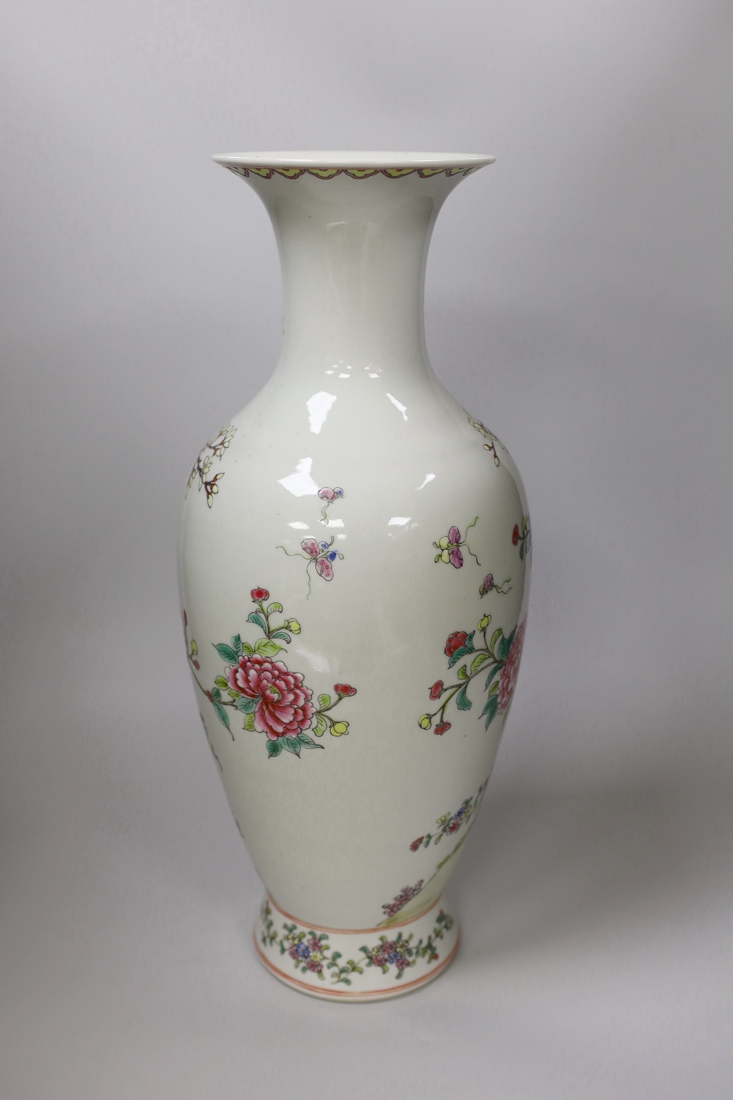 A Chinese famille rose baluster vase, 46cm